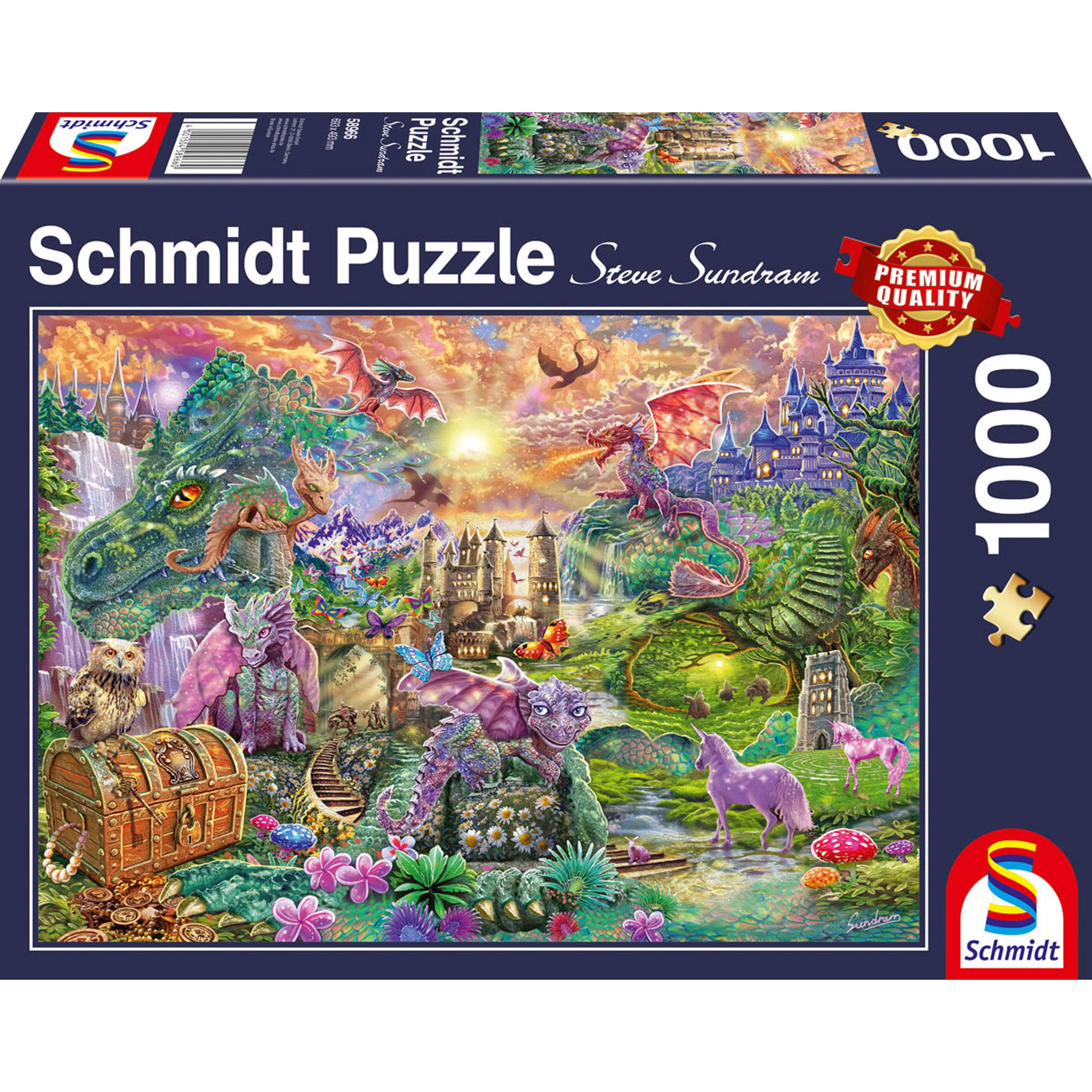 Schmidt Spiele Verzaubertes Drachenland, Standard Puzzle, Erwachsenenpuzzle, 1000 Teile, 58966