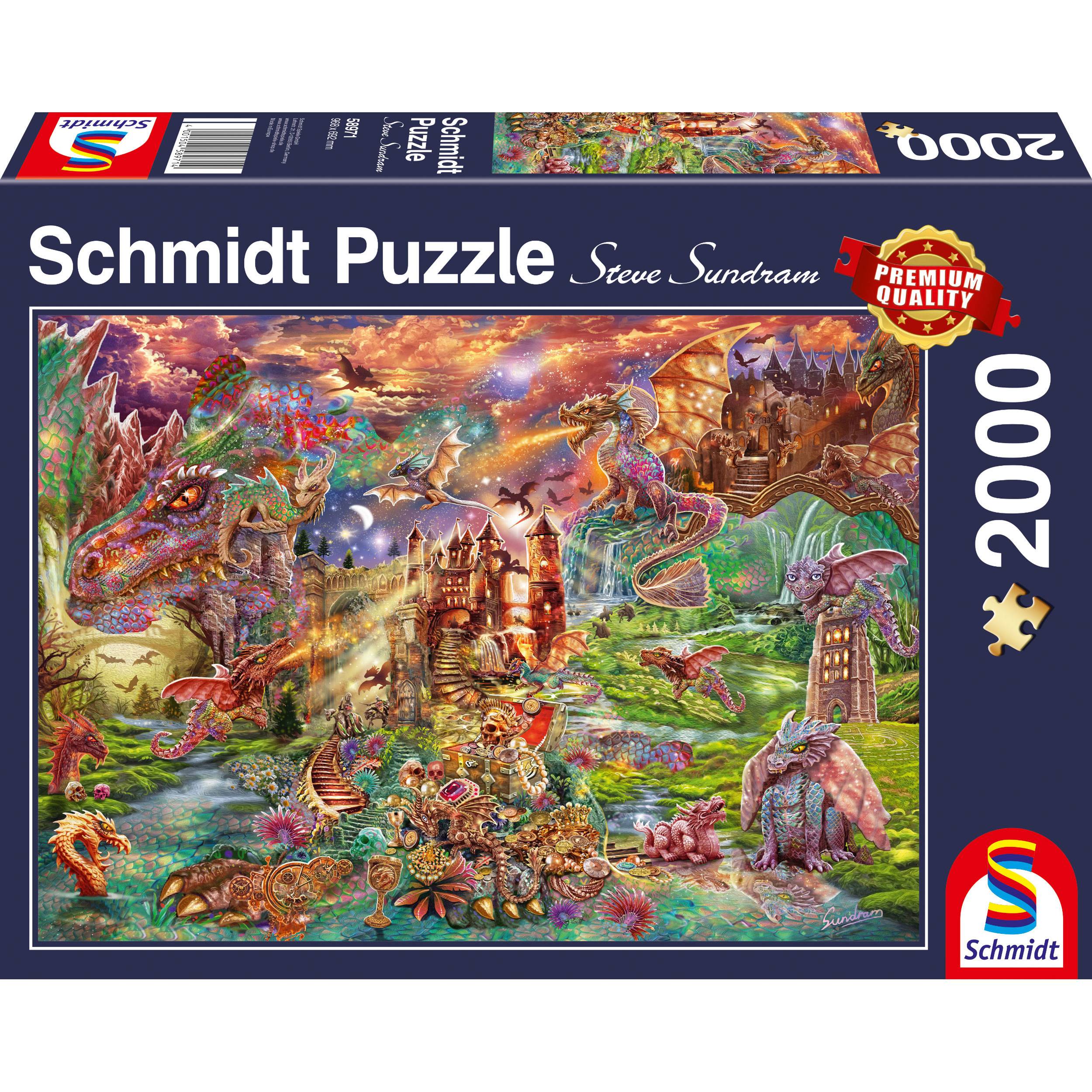 Schmidt Spiele Puzzle Der Schatz der Drachen, Steve Sundram, Erwachsenenpuzzle, Pemium, 2000 Teile, 58971