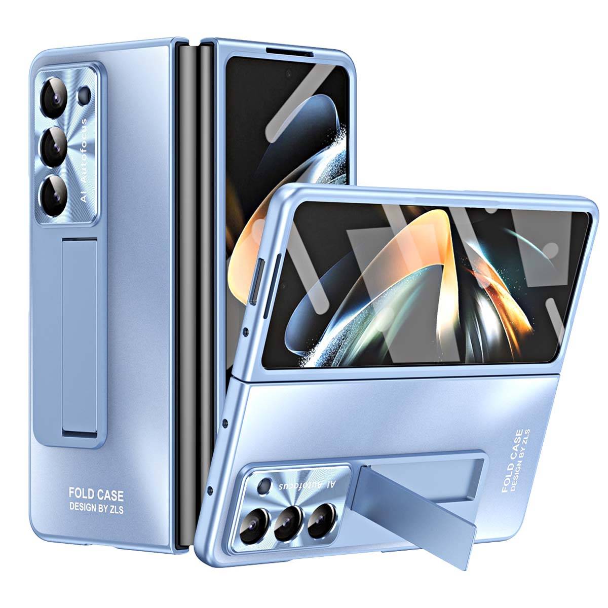 Für Samsung Galaxy Z Fold5 5G Schutzhülle mit Standhalterung Blau