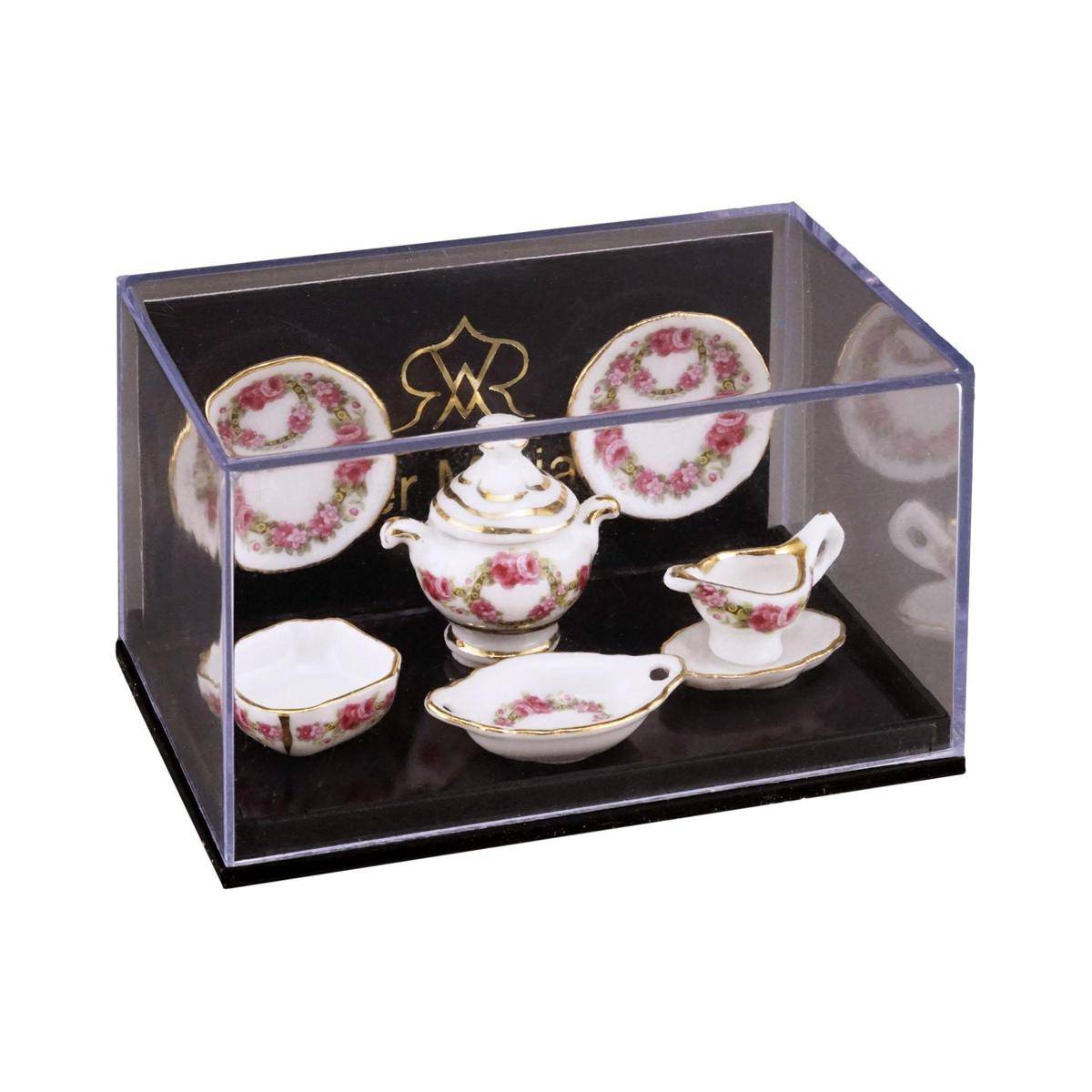 001.577/6 - Miniatur, Speiseservice für 2 Personen Rosenband
