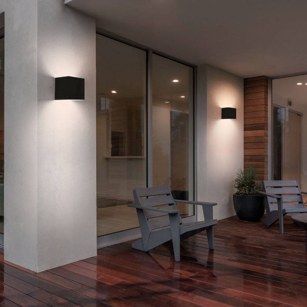 Wandlampe Aussen Up and Down Leuchten Aussen LED Wandleuchte Außen, einstellbarer Lichtkegel, Alu schwarz, LED 5W 700Lm warmweiß, LxBxH 10x10x10 cm