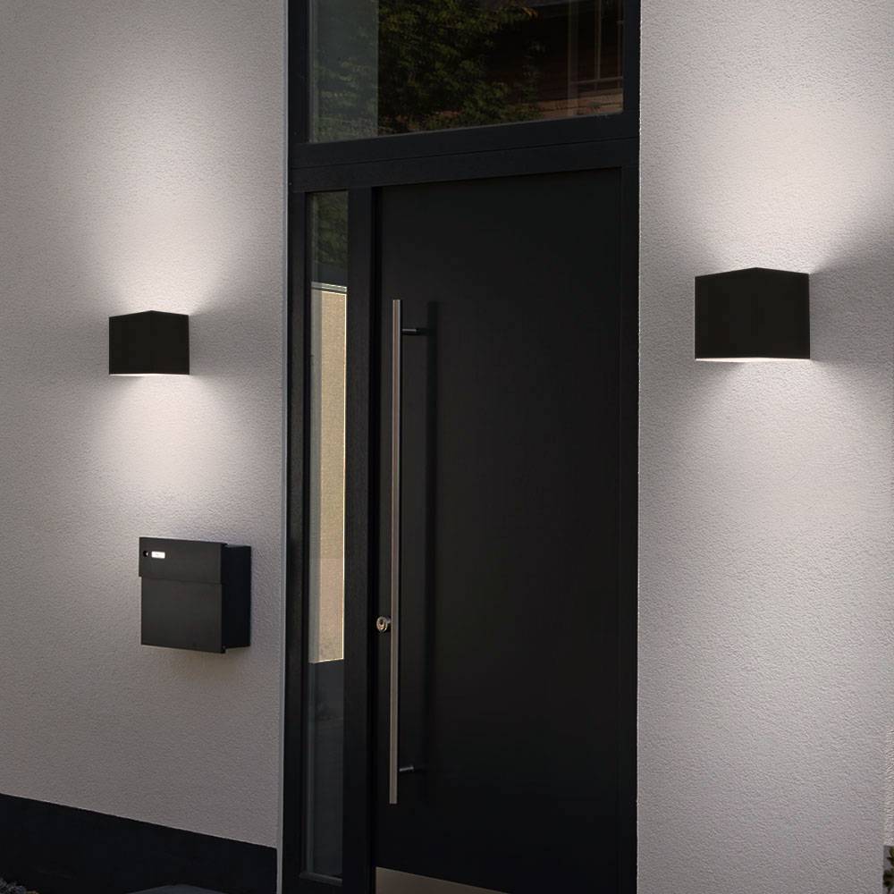 Wandlampe Aussen Up and Down Leuchten Aussen LED Wandleuchte Außen, einstellbarer Lichtkegel, Alu schwarz, LED 5W 700Lm warmweiß, LxBxH 10x10x10 cm