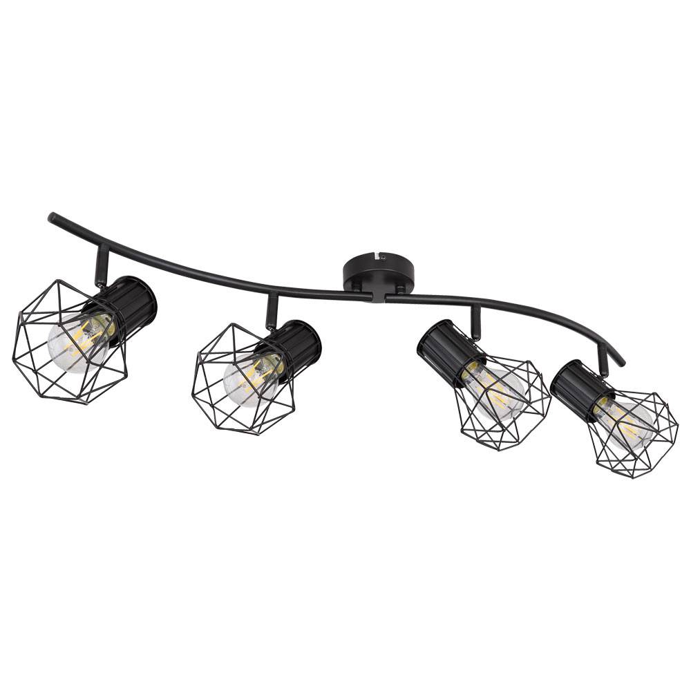 Spotleiste Strahler schwenkbar Deckenleuchte schwarz Deckenlampe 4 Flammig, 4x E27 Fassungen, LxBxH 80x22,5x19 cm