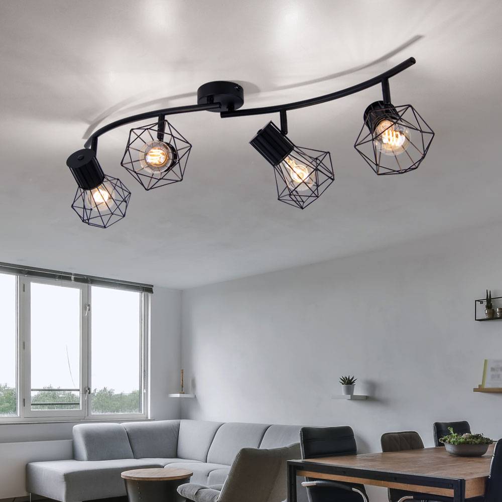 Spotleiste Strahler schwenkbar Deckenleuchte schwarz Deckenlampe 4 Flammig, 4x E27 Fassungen, LxBxH 80x22,5x19 cm