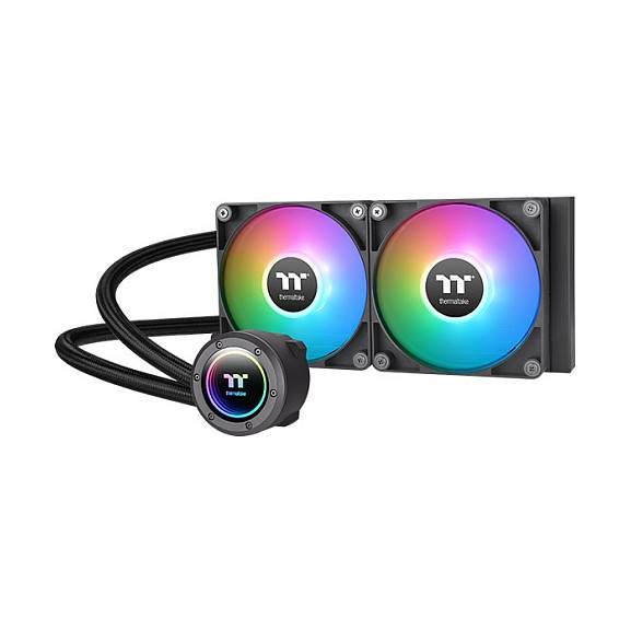 Computerkühlung mit zwei RGB-Lüftern und einem über Schläuche verbundenen Kühler, konzipiert für optimales Wärmemanagement.