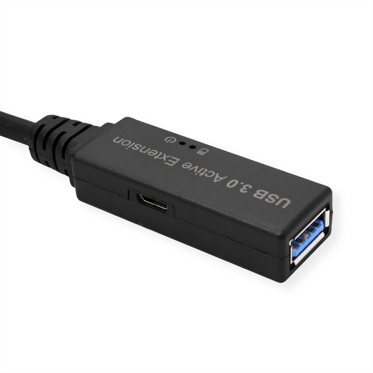 ROLINE USB 3.2 Gen 1 Aktives Repeater Kabel, Typ A - C, schwarz, 5 m, Aktives USB 3.2 Gen 1 Verlängerungskabel - für Da