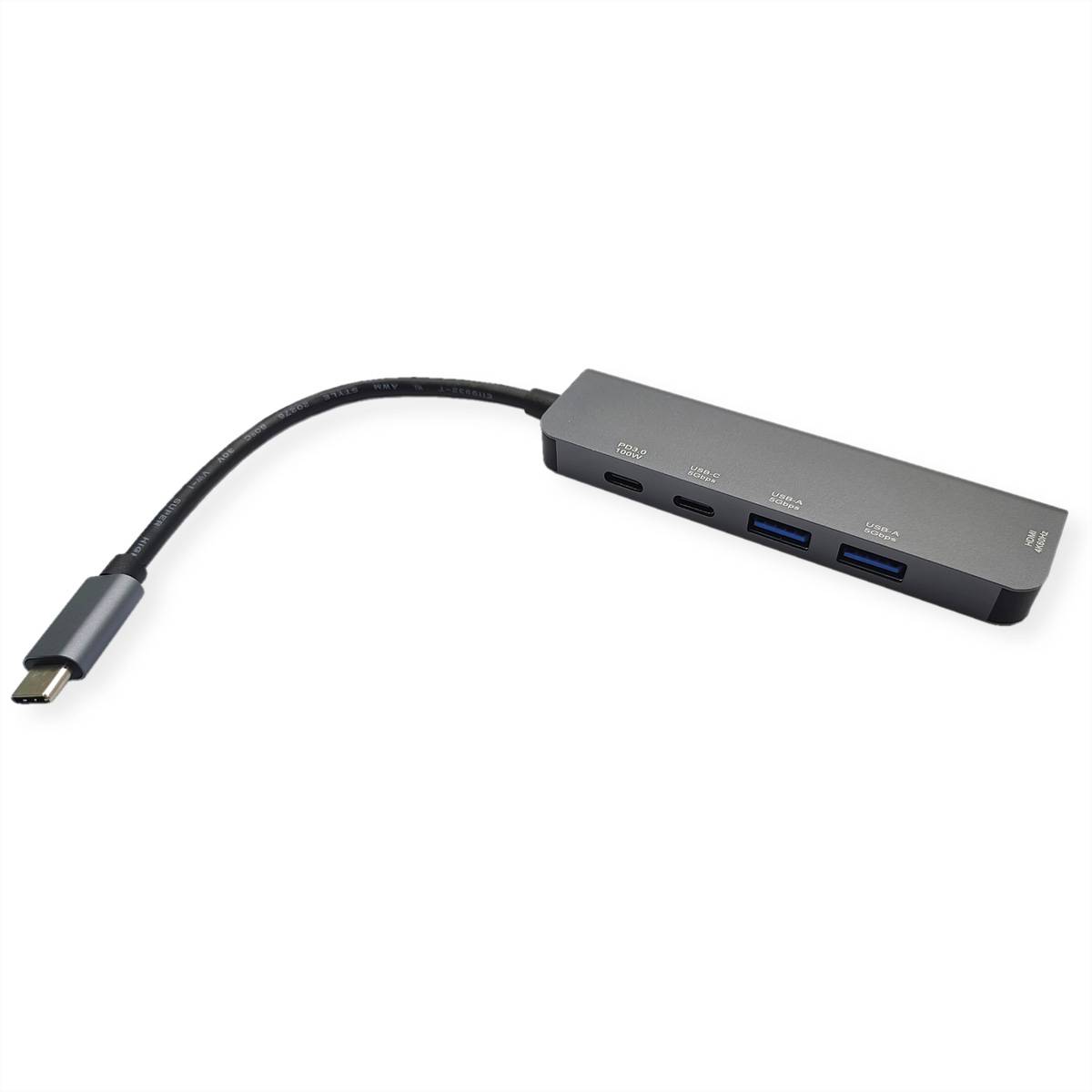 VALUE USB Typ C Dockingstation, HDMI 4K60, 3x USB3.2 Gen1 (1x C + 2x A), 1x PD, Verbinden Sie Ihr MacBook, Ultrabook, N