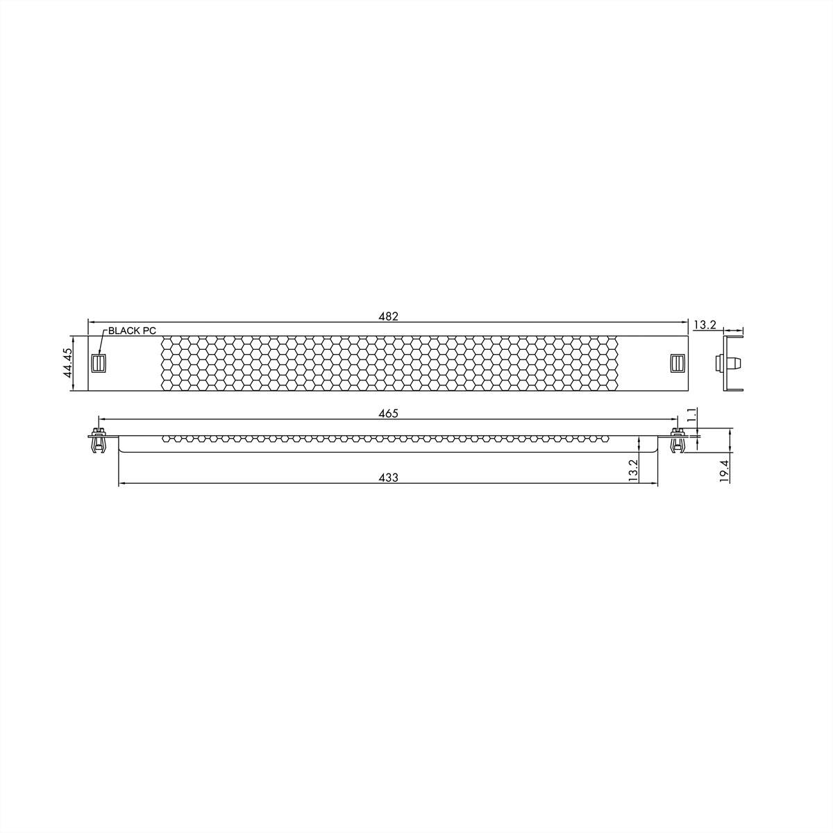 VALUE 19-Zoll-Belüftungsplatte Snap-in, 1 HE, schwarz