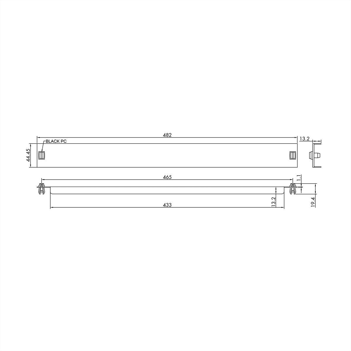 VALUE 19-Zoll-Blindplatte Snap-in, 1 HE, schwarz