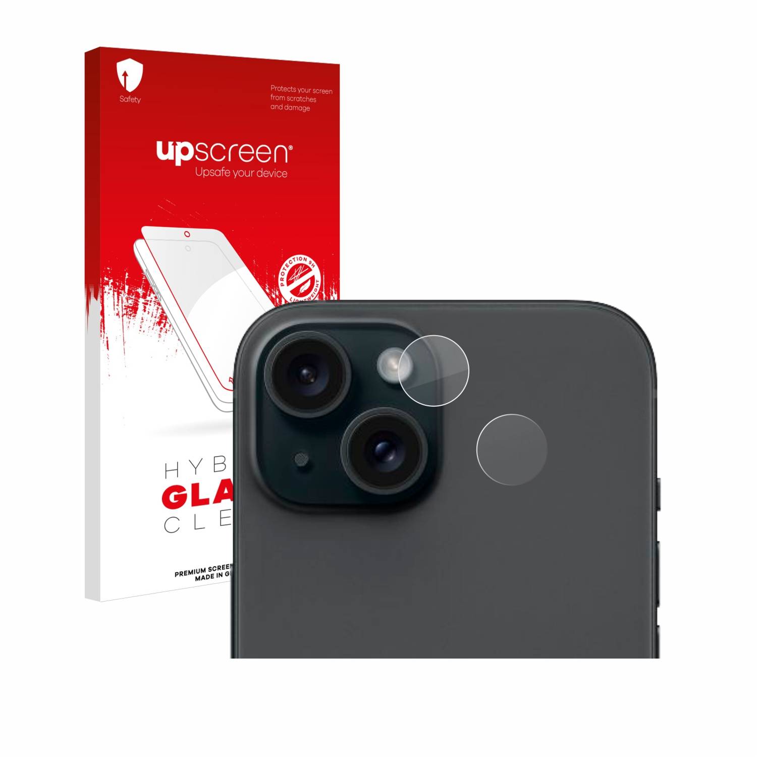 upscreen Hybrid Glas Panzer-Folie für Apple iPhone 15 (NUR Kameraschutz)
