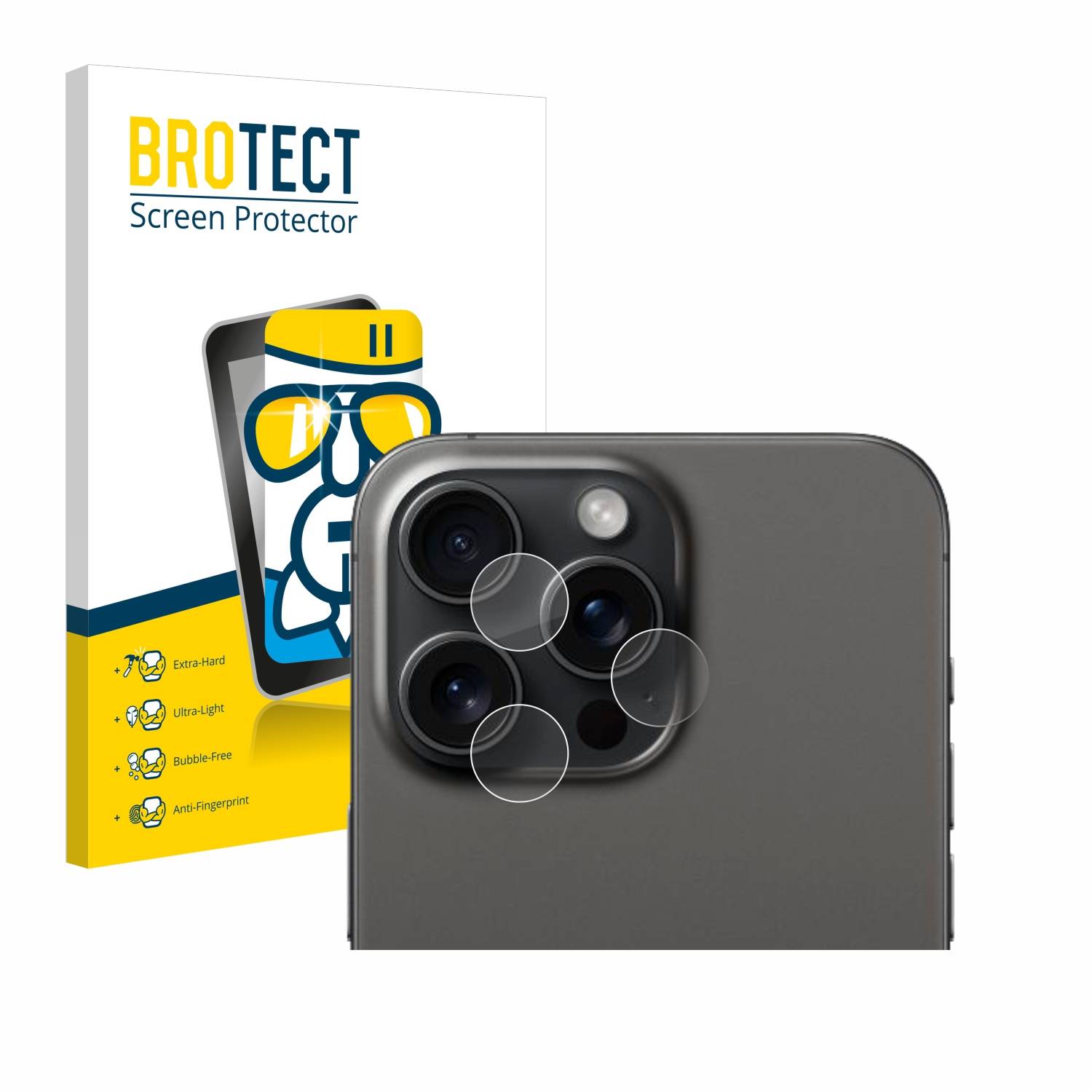 BROTECT AirGlass Glas Panzer-Folie für Apple iPhone 15 Pro Max (NUR Kameraschutz) - Schutzglas