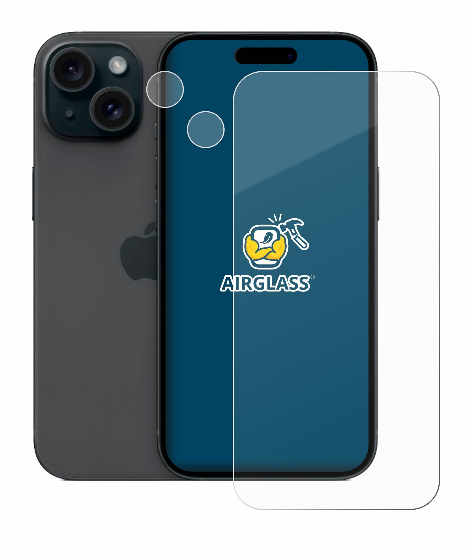 BROTECT AirGlass Glas Panzer-Folie für Apple iPhone 15 (Display+Kamera) - Schutzglas