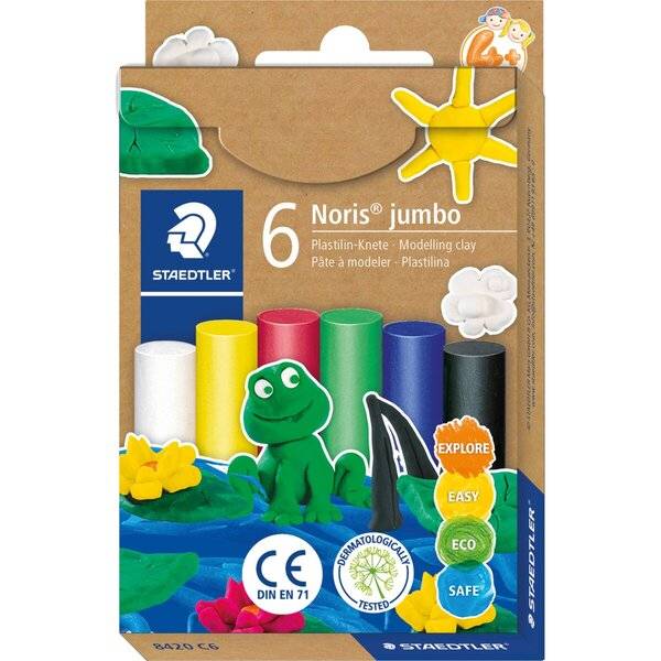 STAEDTLER Plastilin-Knete Noris jumbo, 6 Basisfarben