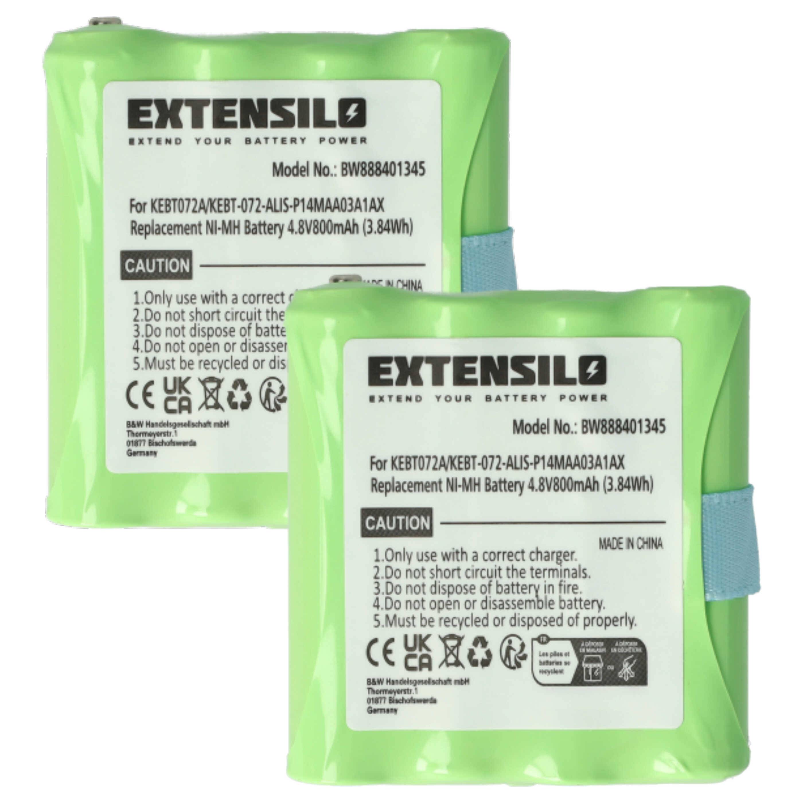 EXTENSILO 2x Akku Ersatz für Switel BP-40, BP40 für Funkgerät, Walkie Talkie (800mAh, 4,8V, NiMH)