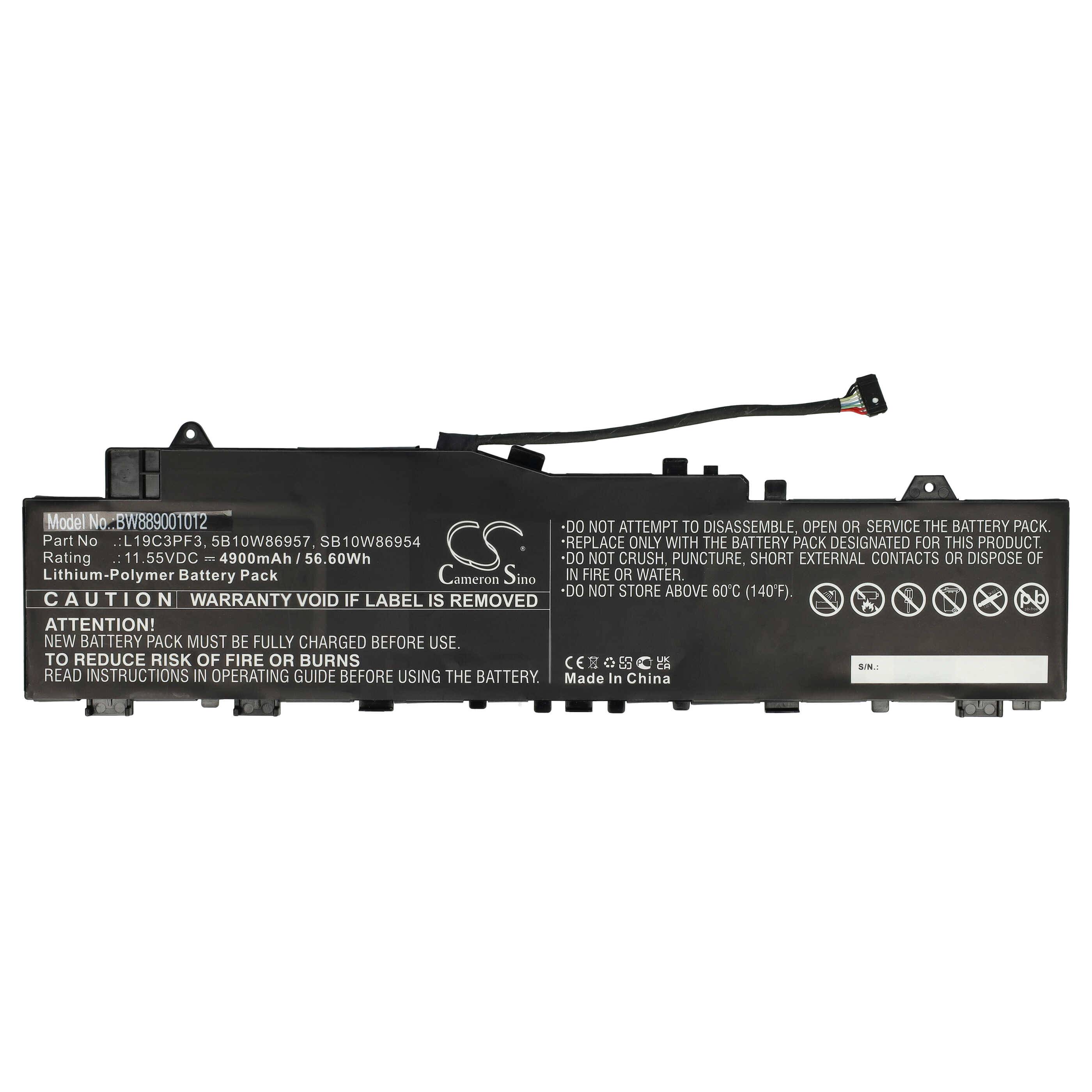 vhbw Akku kompatibel mit Lenovo IDEAPAD 5 14ARE05 81YM004LIX, 81YM0041MX, 81YM003JTX Notebook (4900 mAh, 11,55 V, Li-Polymer)