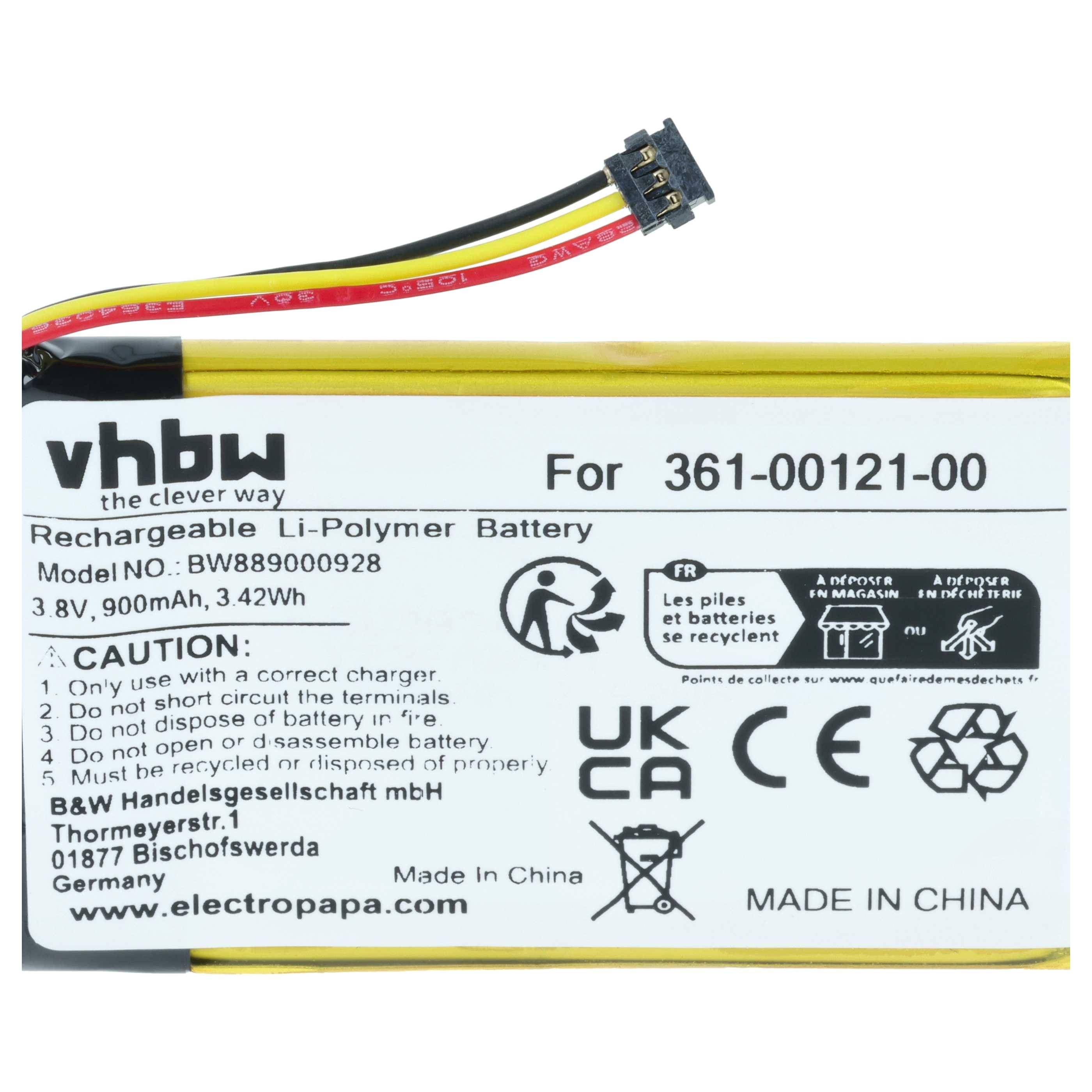 vhbw Akku kompatibel mit Garmin Edge 530, 830 GPS Tracker, Navigationsgeräte (900 mAh, 3,8 V, Li-Polymer)