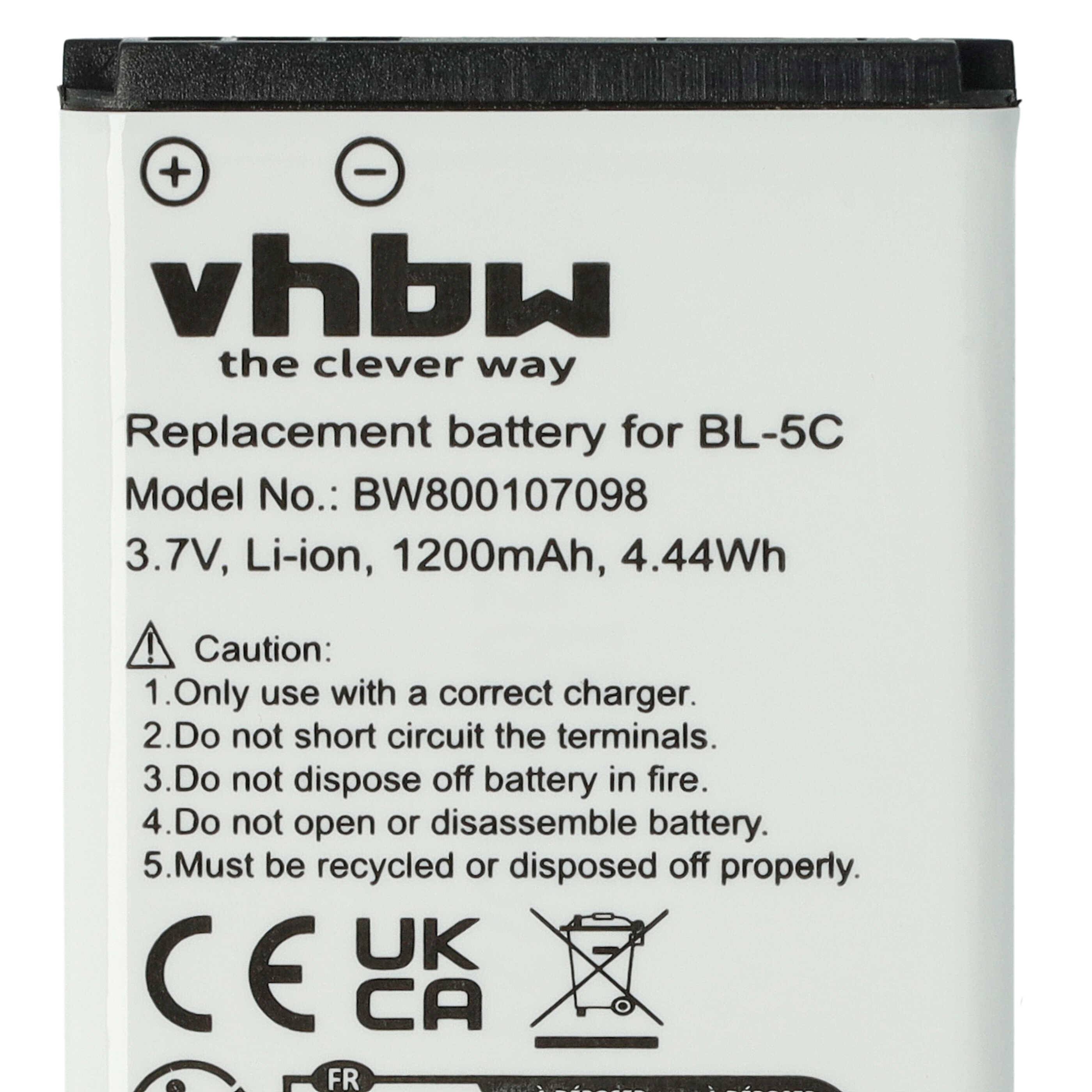 vhbw Akku kompatibel mit Telekom Sinus A806 Handy Smartphone Telefon (1200mAh, 3,7V, Li-Ion)