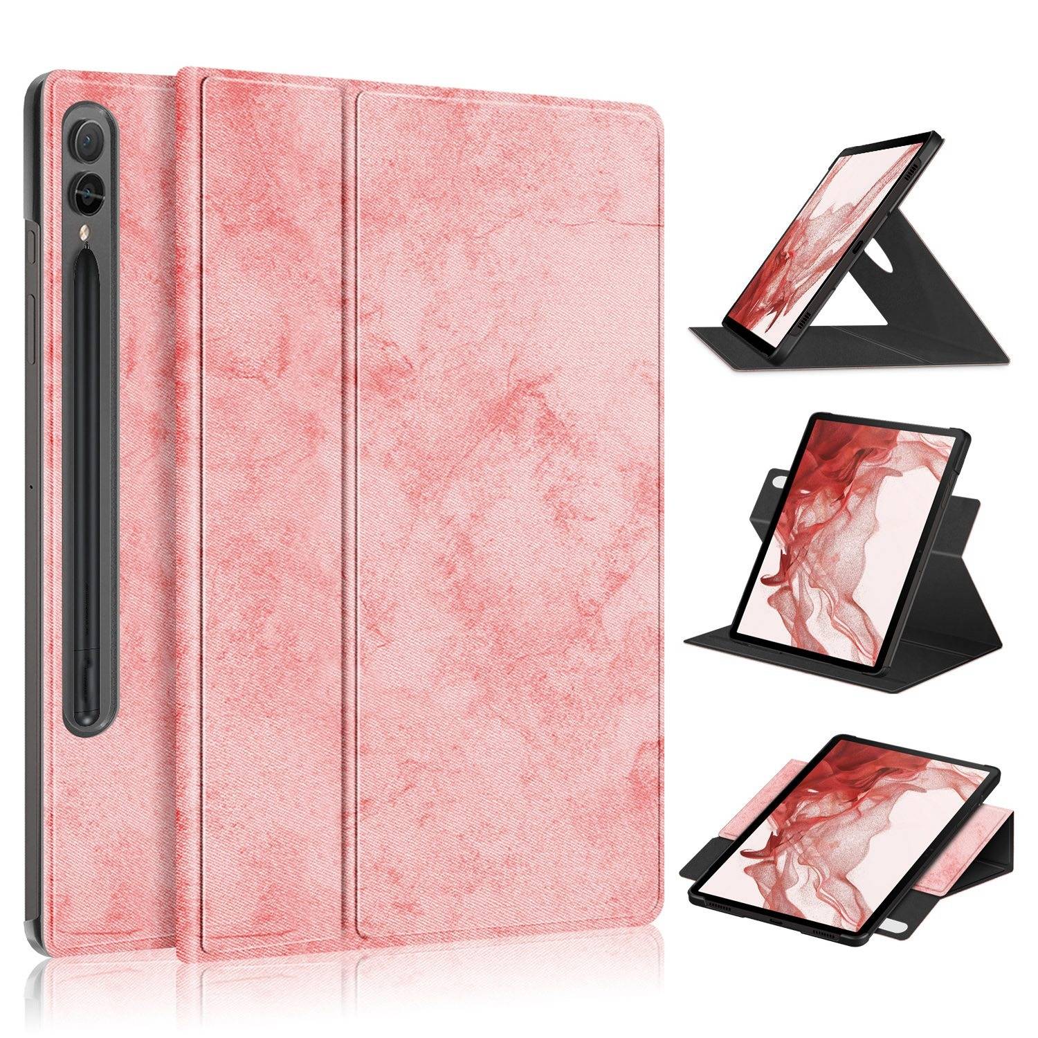 Für Samsung Galaxy Tab S10 FE / S9 u. FE 360 Grad Kunstleder Hülle Tablet Tasche
