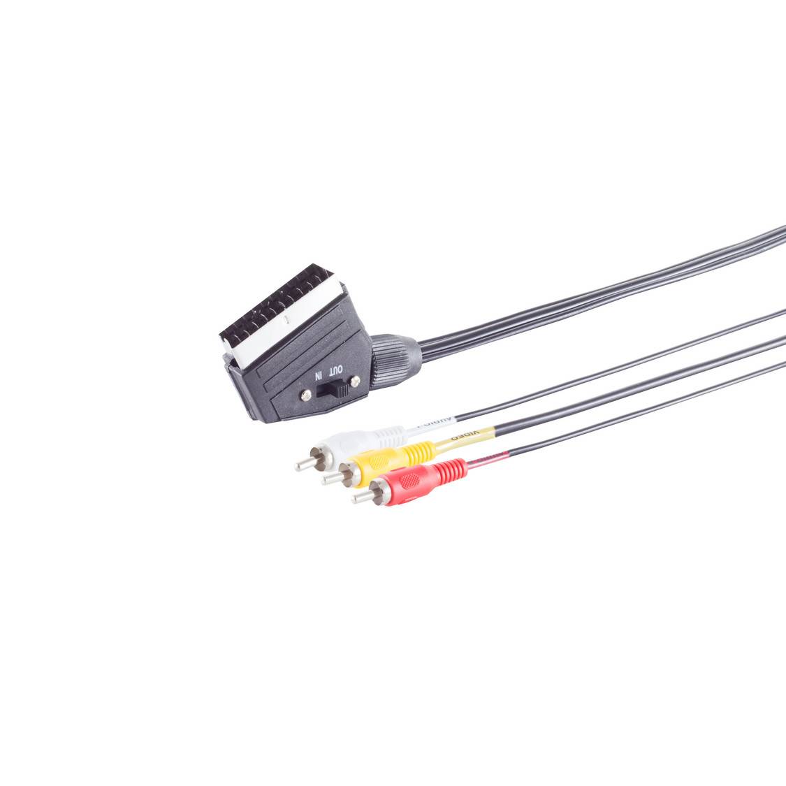 Scart-Stecker mit Schalter/ 3 Cinchst. (Y/R/W) 2m