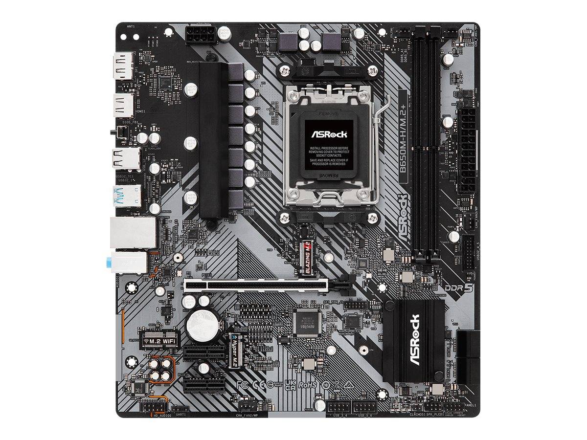 ASRock B650M-H/M.2+ - Motherboard - micro ATX - Socket AM5 - AMD B650 Chipsatz - USB-C 3.2 Gen 1, USB 3.2 Gen 1 - Gigabi