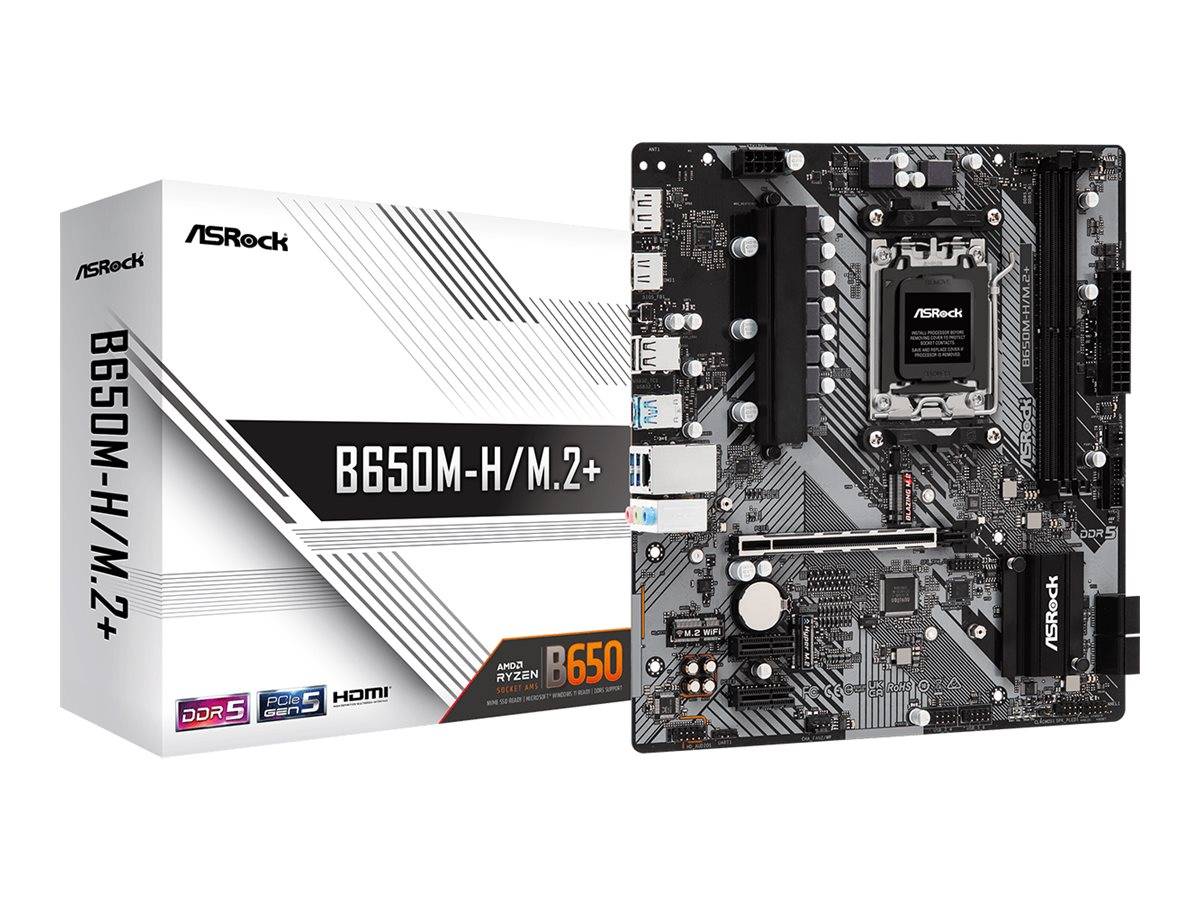 ASRock B650M-H/M.2+ - Motherboard - micro ATX - Socket AM5 - AMD B650 Chipsatz - USB-C 3.2 Gen 1, USB 3.2 Gen 1 - Gigabi