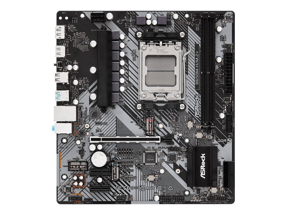 ASRock B650M-H/M.2+ - Motherboard - micro ATX - Socket AM5 - AMD B650 Chipsatz - USB-C 3.2 Gen 1, USB 3.2 Gen 1 - Gigabi