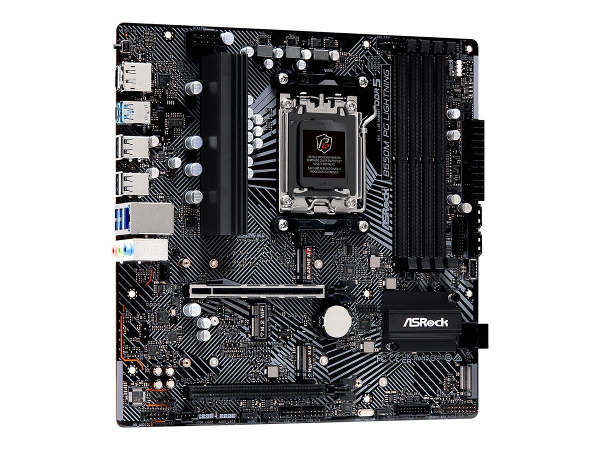 ASRock B650M PG Lightning - Motherboard - micro ATX - Socket AM5 - AMD B650 Chipsatz - USB-C 3.2 Gen2, USB 3.2 Gen 2, US