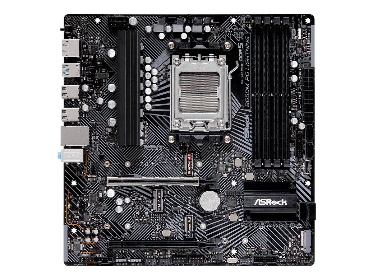 ASRock B650M PG Lightning - Motherboard - micro ATX - Socket AM5 - AMD B650 Chipsatz - USB-C 3.2 Gen2, USB 3.2 Gen 2, US