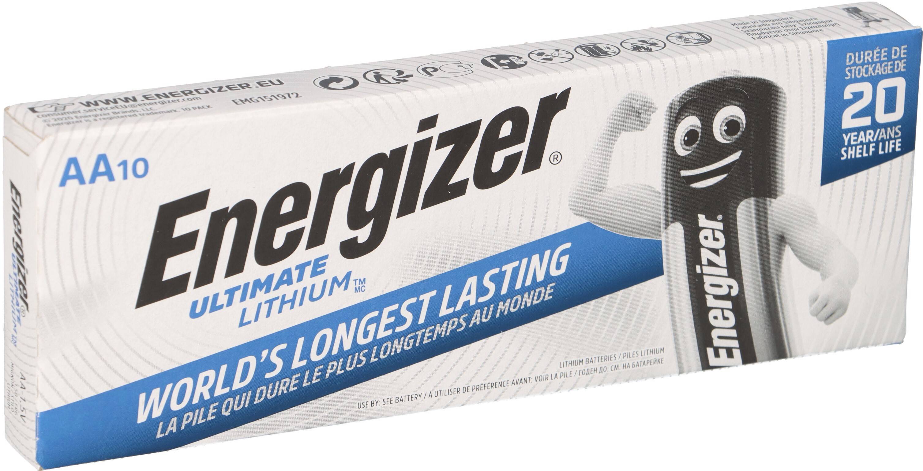 10x Energizer Ultimate Lithium AA Mignon L91 FR6 1,5V - 10 Batterien