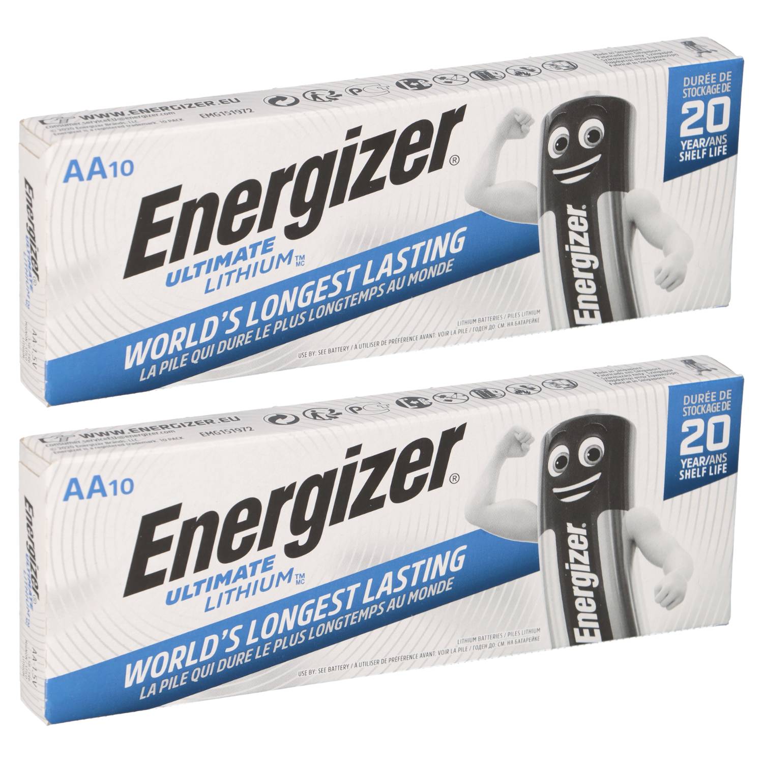 20x Energizer Ultimate Lithium AA Mignon L91 FR6 1,5V - 2x 10er Schachtel