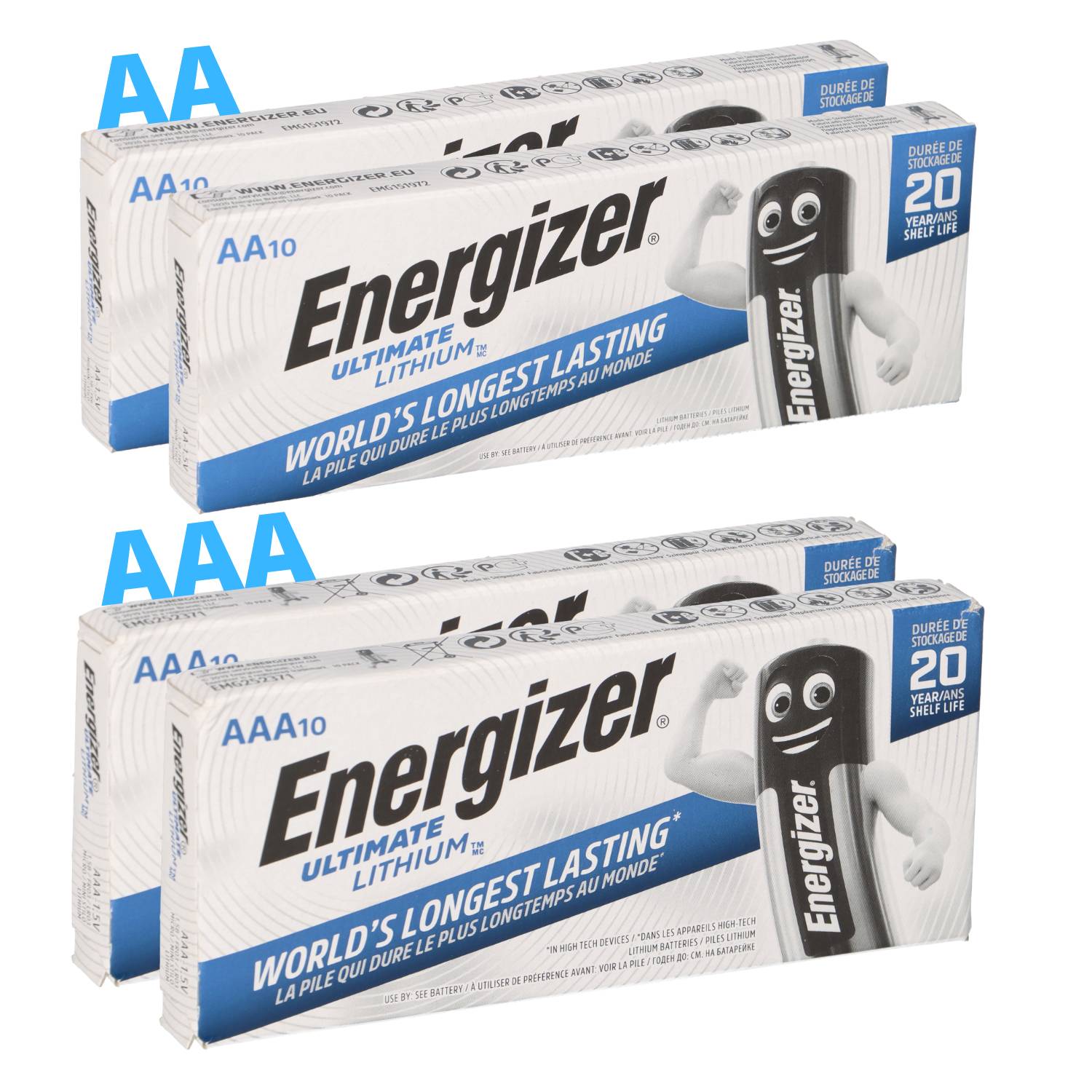40x Energizer Ultimate Lithium Set - 20x AA L91 + 20x AAA L92 - 1,5V