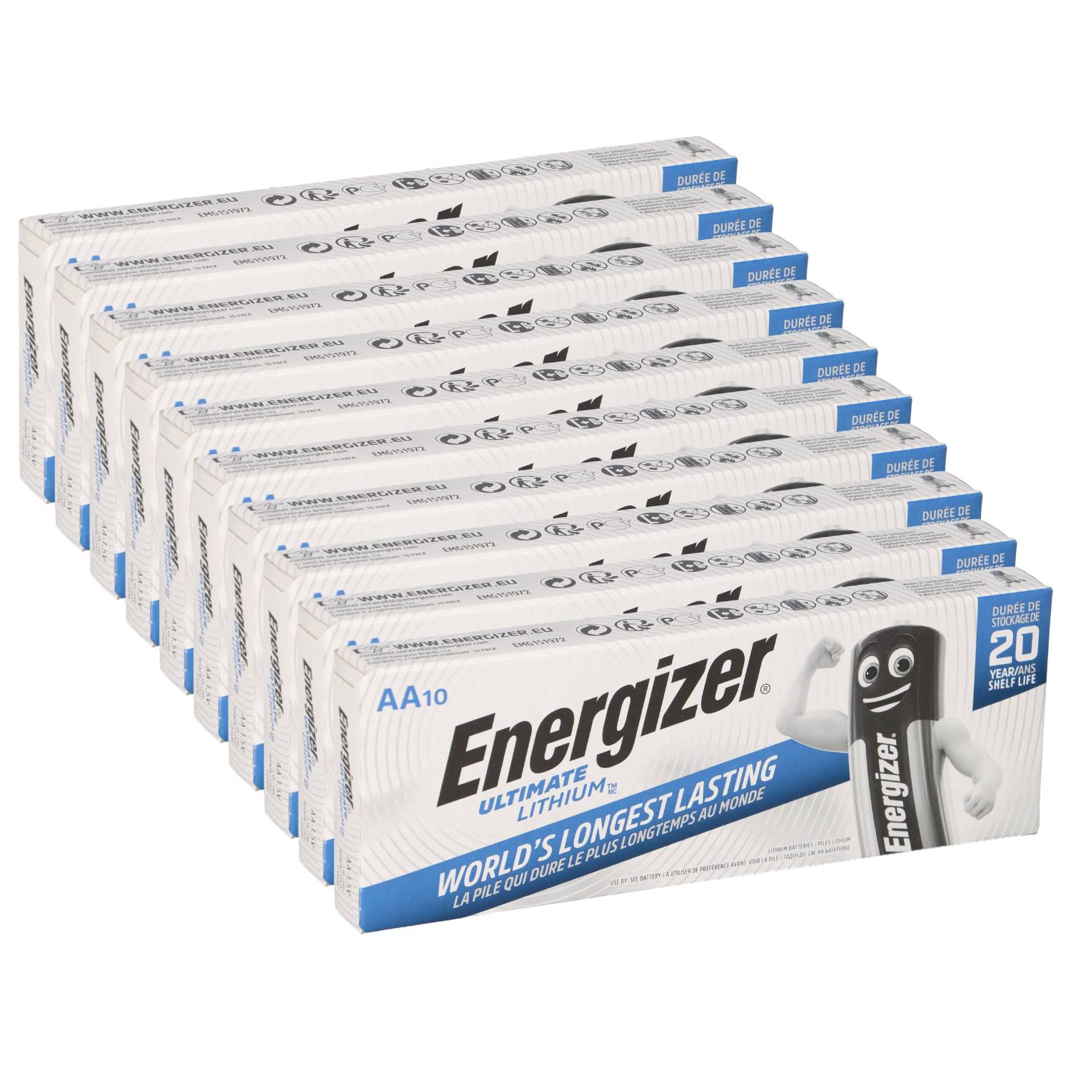 100x Energizer Ultimate Lithium AA Mignon L91 FR6 1,5V - 10x 10er Schachtel