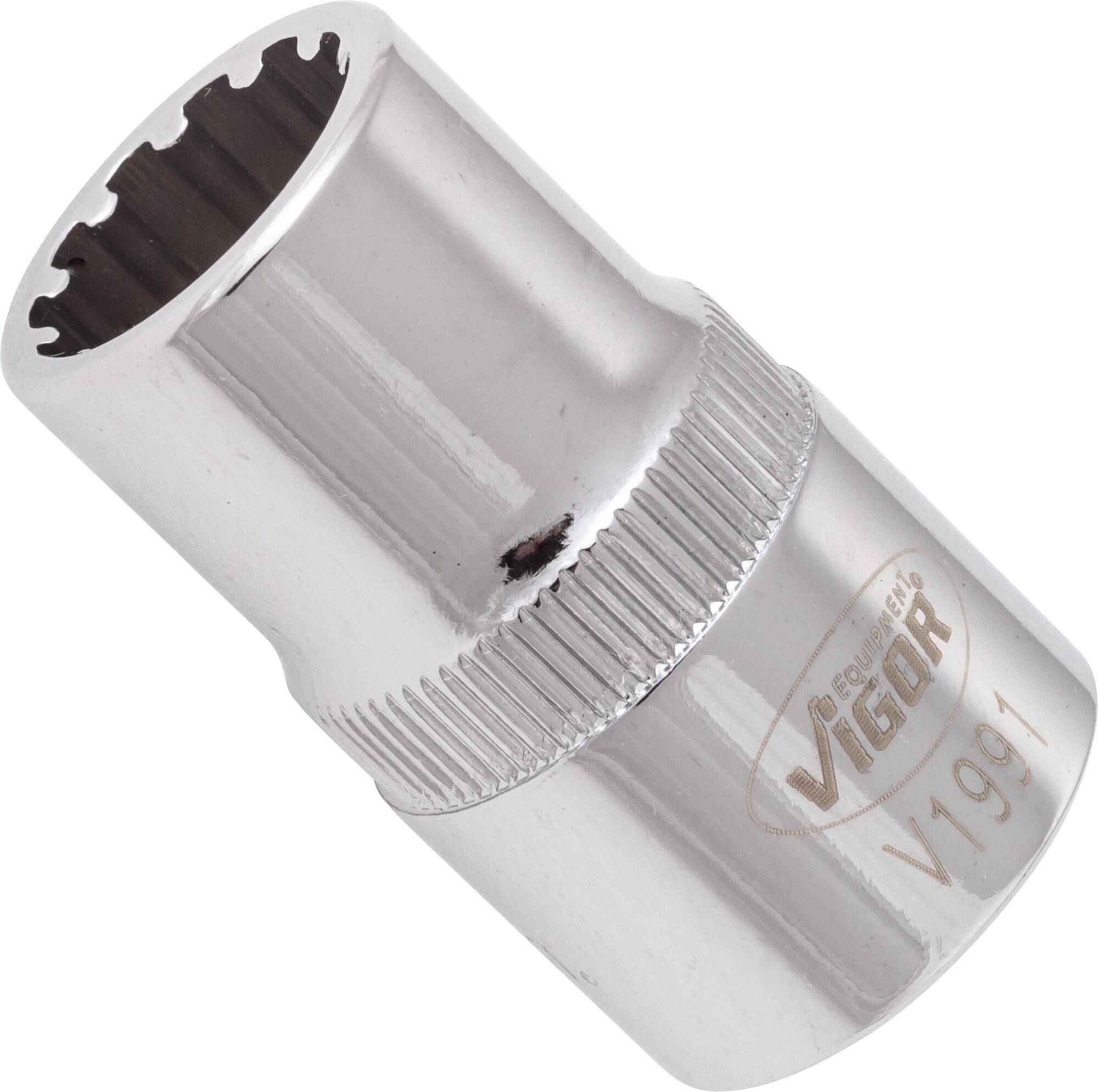 VIGOR Multiprofil Steckschlüsseleinsatz ∙ V1991 ∙ Vierkant hohl 12,5 mm (1/2 Zoll) ∙ Multiprofil ∙ 13 mm