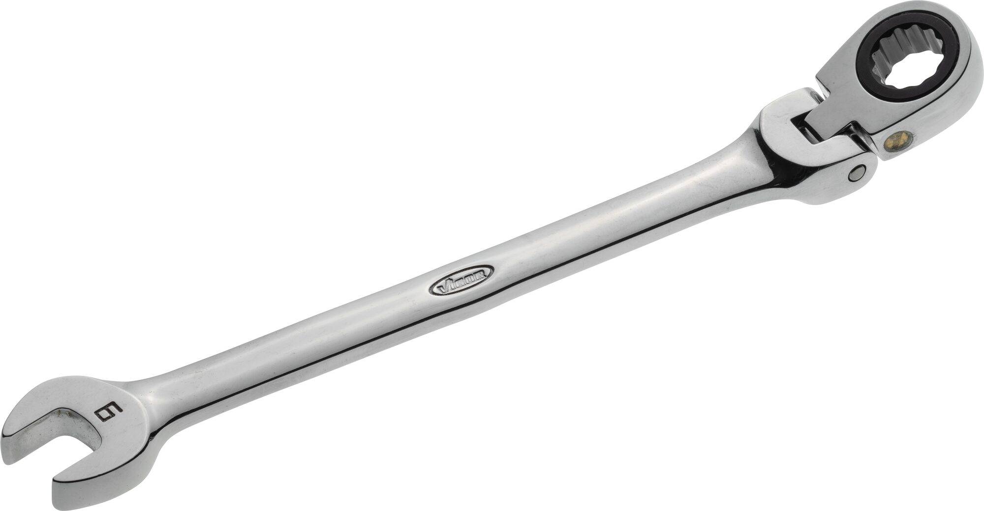 VIGOR Gelenk Ratschen-Ring-Maulschlüssel ∙ V2805 ∙ Außen Sechskant Profil, Außen Doppel-Sechskant Profil ∙ 9 mm