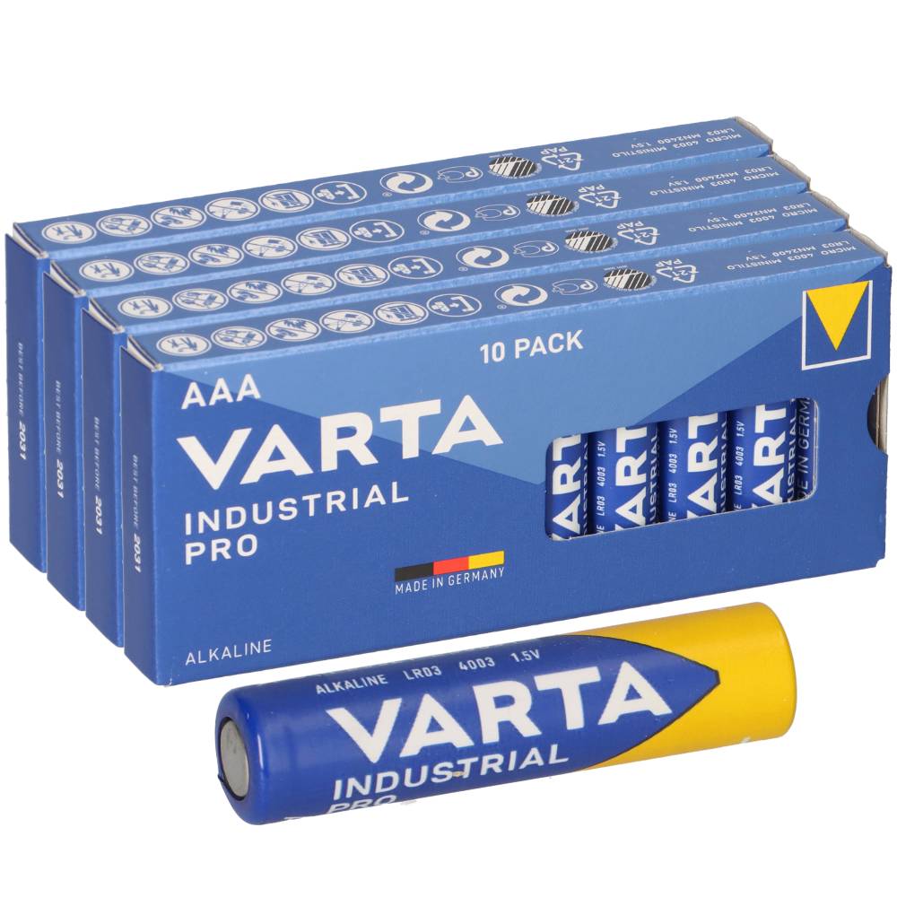 40x VARTA Industrial Pro AAA LR03 1,5V Alkaline – Micro 4003 Mehrfachpack