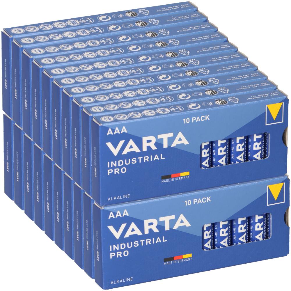 200x VARTA Industrial Pro AAA LR03 1,5V Alkaline – Micro 4003 Großgebinde