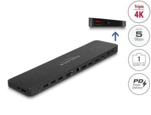 DeLOCK USB Type-C Triple Display Dockingstation mit DisplayLink 4K / USB 5 Gbps / LAN / SD / Audio /