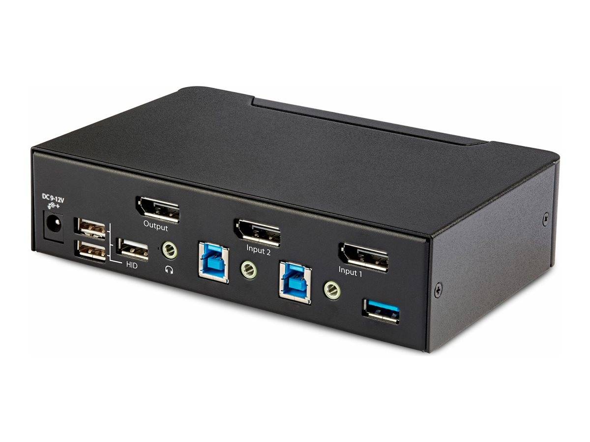 StarTech.com 2-Port DisplayPort KVM Switch, 8K 60Hz / 4K 144Hz, Single Display, DP 1.4, 2x USB 3.0 Ports, 4x USB 2.0 HID