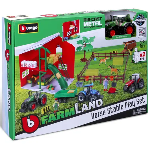 Bburago 18-31682 - Farmland Pferdestall inkl. Fendt 1050 Vario Traktor (69 Teile) Bburago 18-31682 - Farmland Pferdestall inkl. Fendt 1050 Vario Traktor (69 Teile)