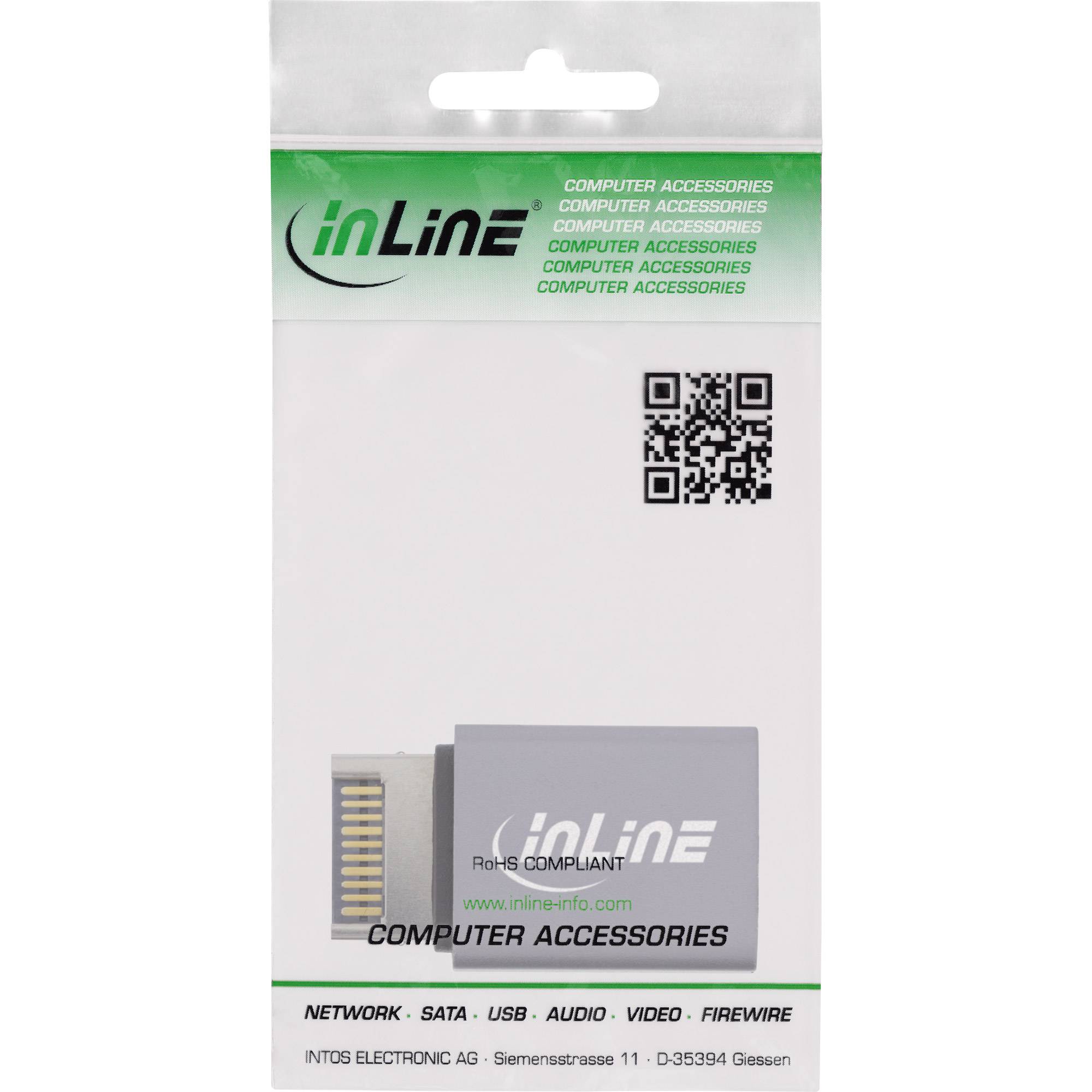 INLINE - USB 3.2 Adapter - intern USB-E Frontpanel Stecker zu USB-C Buchse