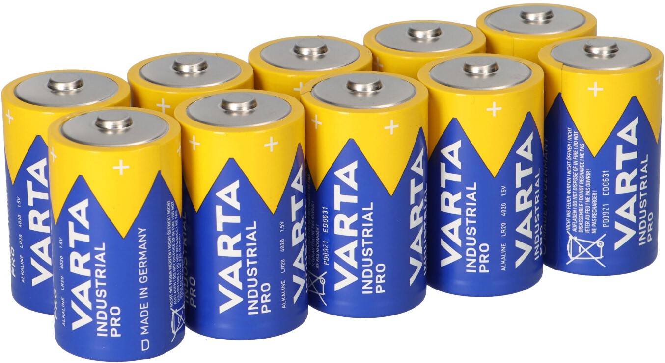 10x Mono D LR20 MN1300 VARTA Alkaline Batterie 4020 Industrial Batterien