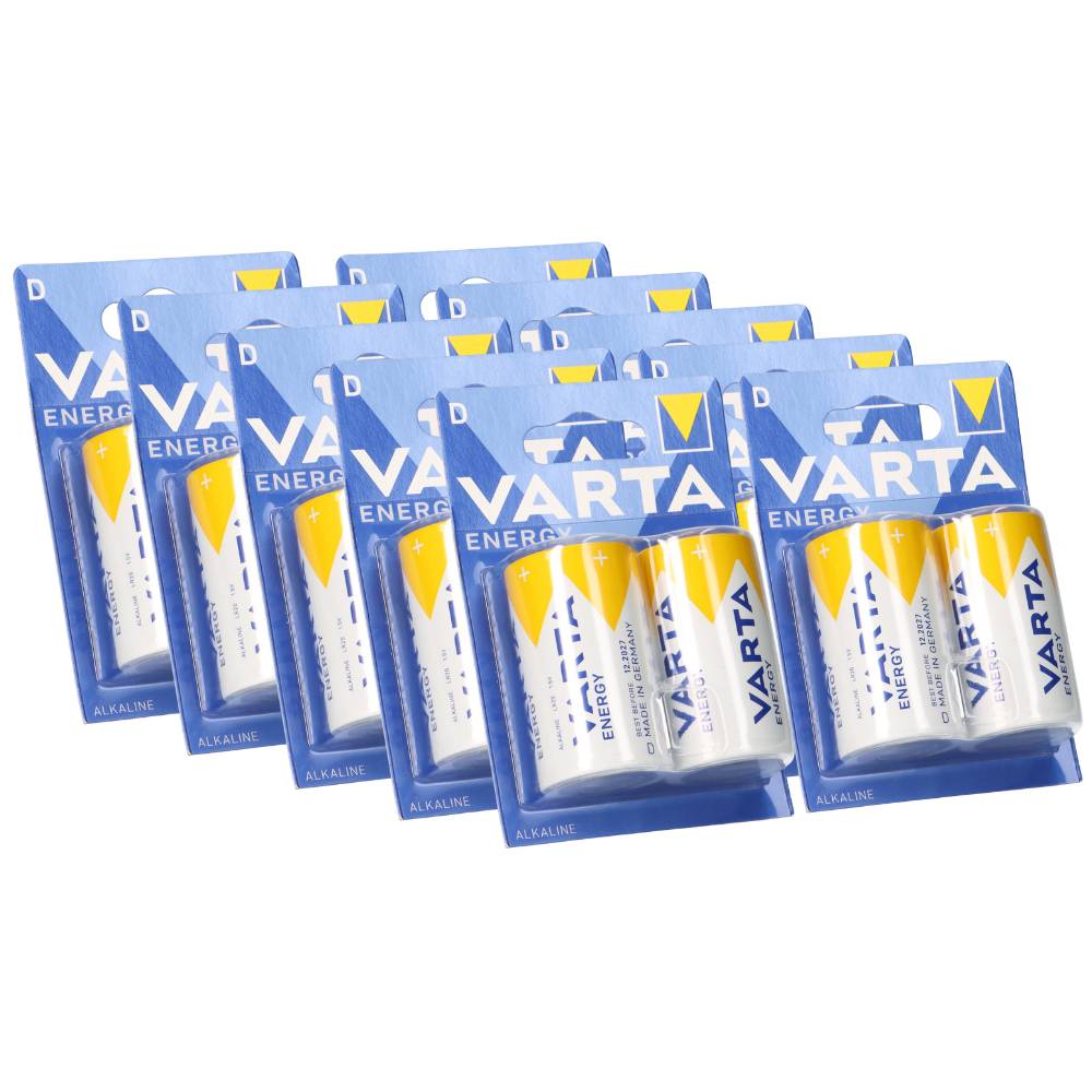 20x Varta Energy D Mono Batterie 1,5V AlMn im 2er Blister