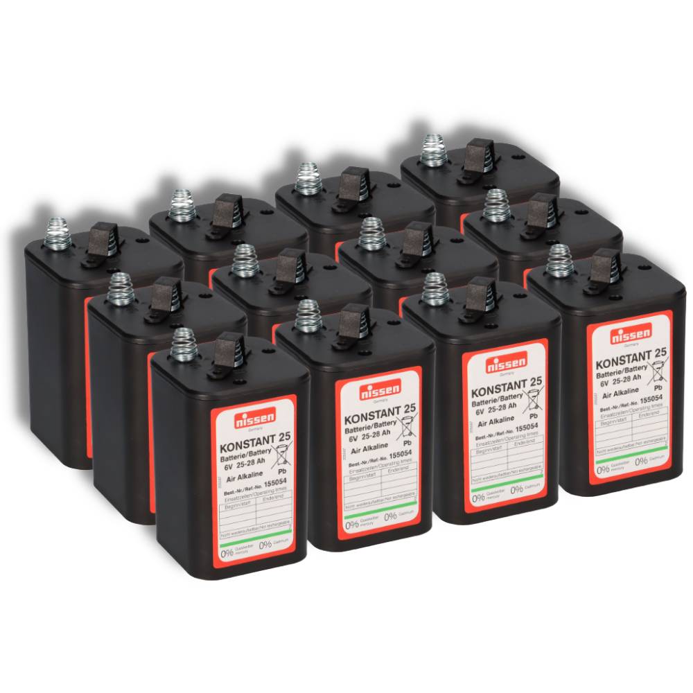 12x Nissen 4R25 Konstant 25 - 6V / 25-28Ah Luftsauerstoff - ohne Quecksilber und Cadmium