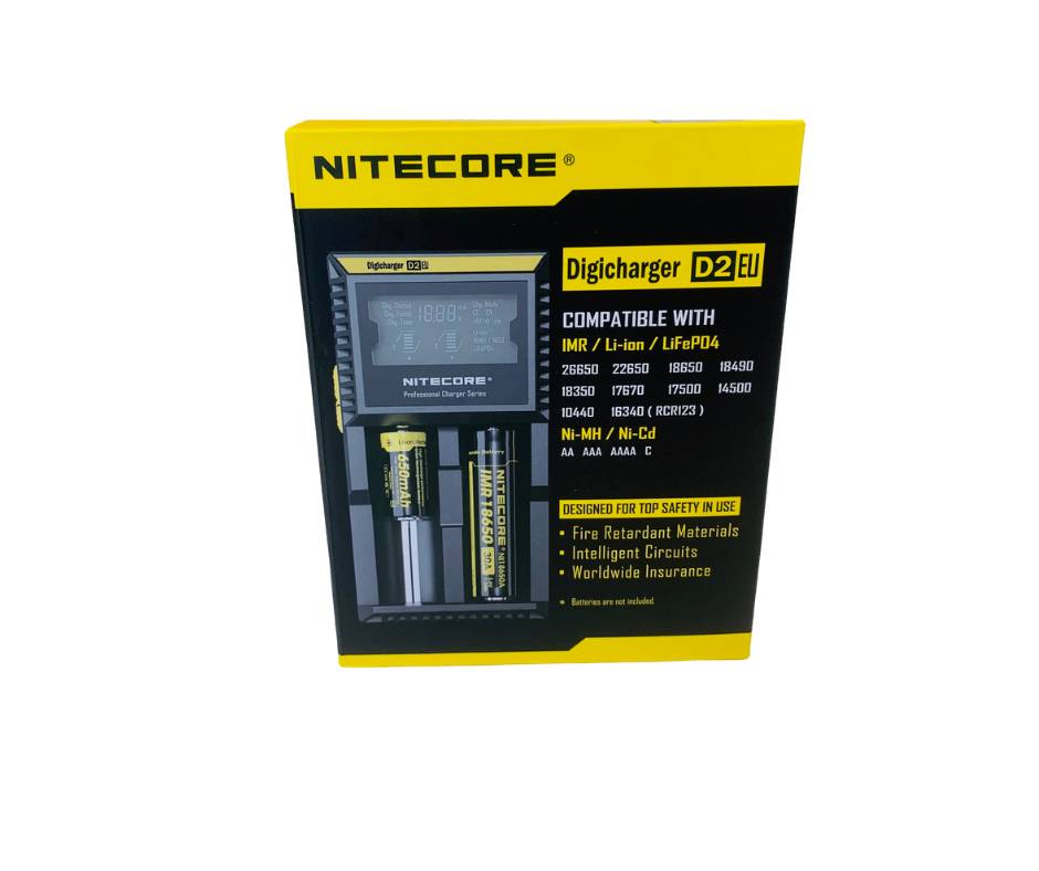 SET Nitecore D2 Ladegerät + 2x 14500 AA Solar Akku LiFePO4 3,2V 600mAh