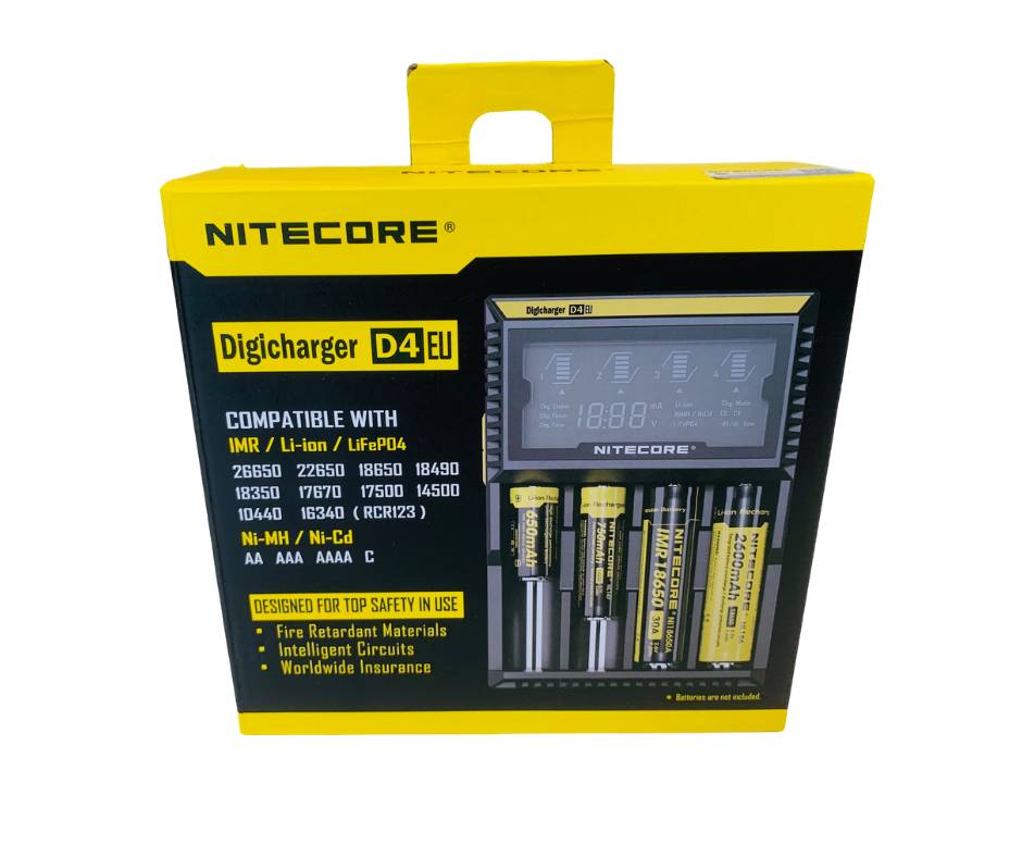 SET Nitecore D4 + 8x 14500 AA Solar Akku LiFePO4 3,2V 600mAh