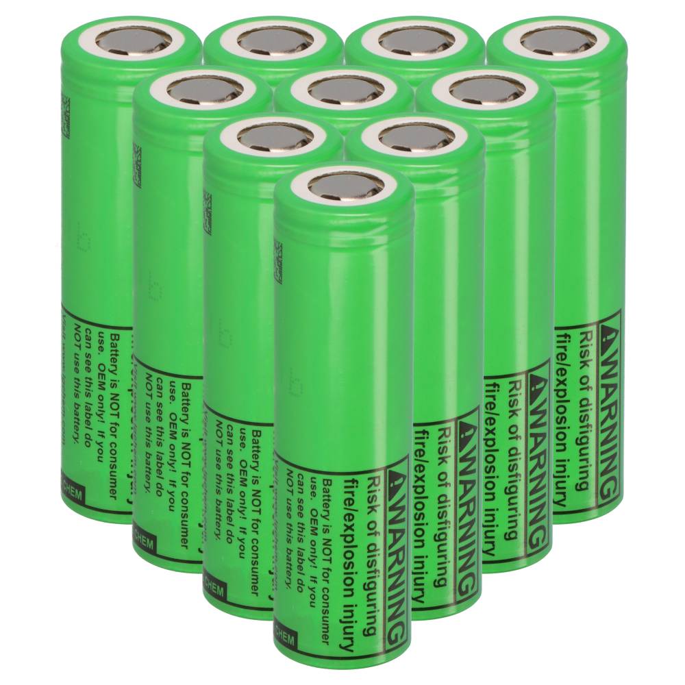 10x LG INR18650-MJ1 3,7V 3500mAh 10A unprotected flat Top