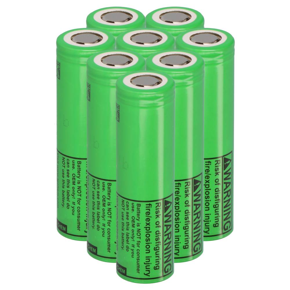 8x LG INR18650-MJ1 3,7V 3500mAh 10A unprotected flat Top