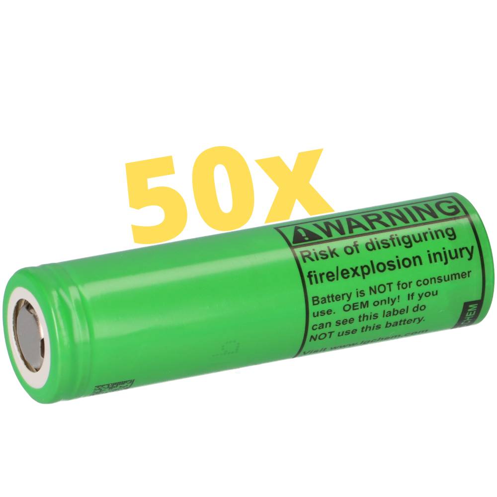 50x LG INR18650-MJ1 3,7V 3500mAh 10A unprotected flat Top