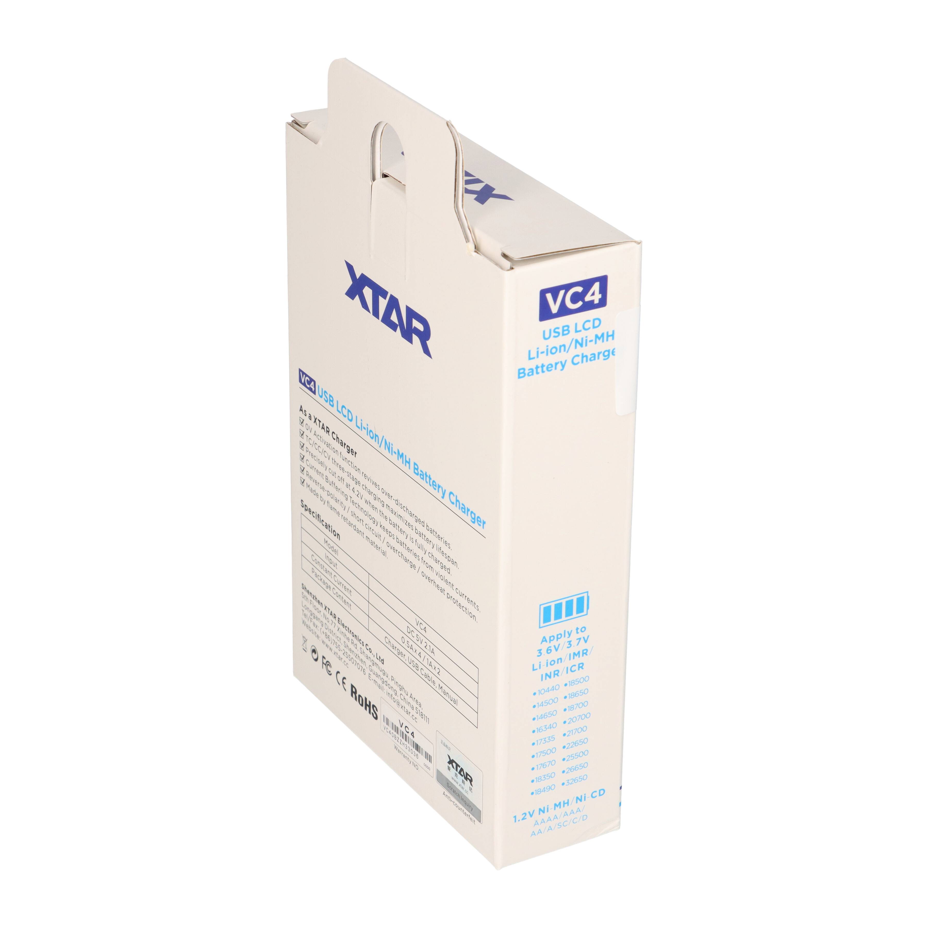 Xtar VC4 Ladegerät mit LCD Display für Li-Ion NI-MH Akku schwarz