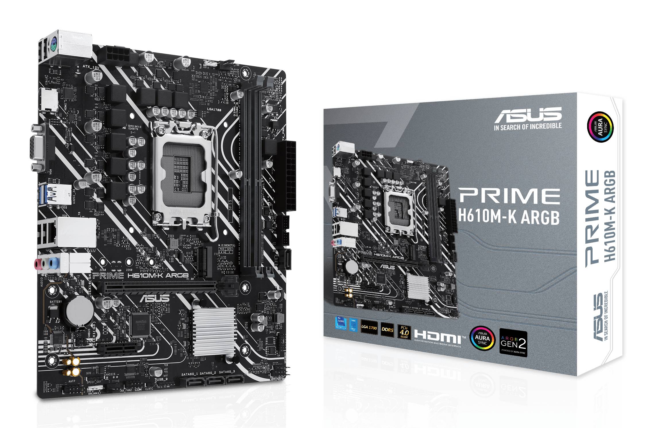 MB PRIME H610M-K ARGB Intel,1700,DDR5,mATX